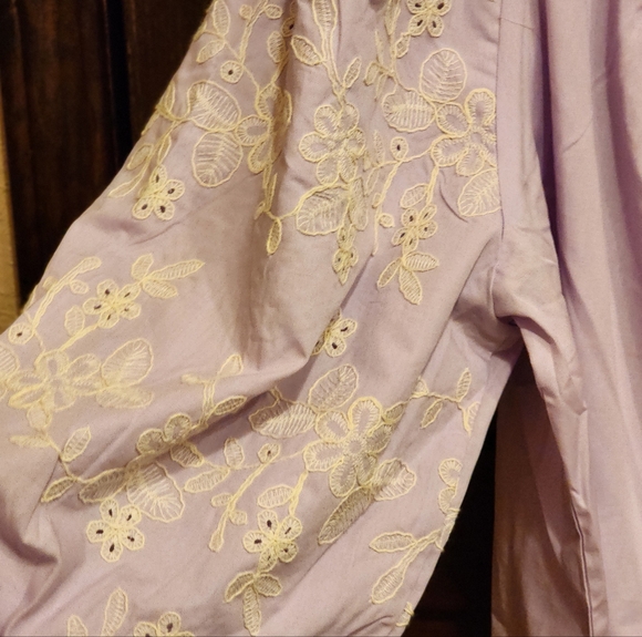 Eyelet Balloon Sleeve Top Shirt Blouse Lavender - Picture 5 of 9